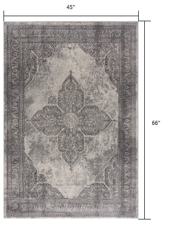 2’ X 10’ Gray Distressed Medallion Runner Rug