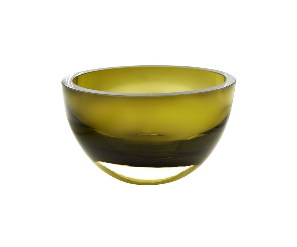 6" Moss Green Mouth Blown Crystal Thick Walled Bowl HomeRoots