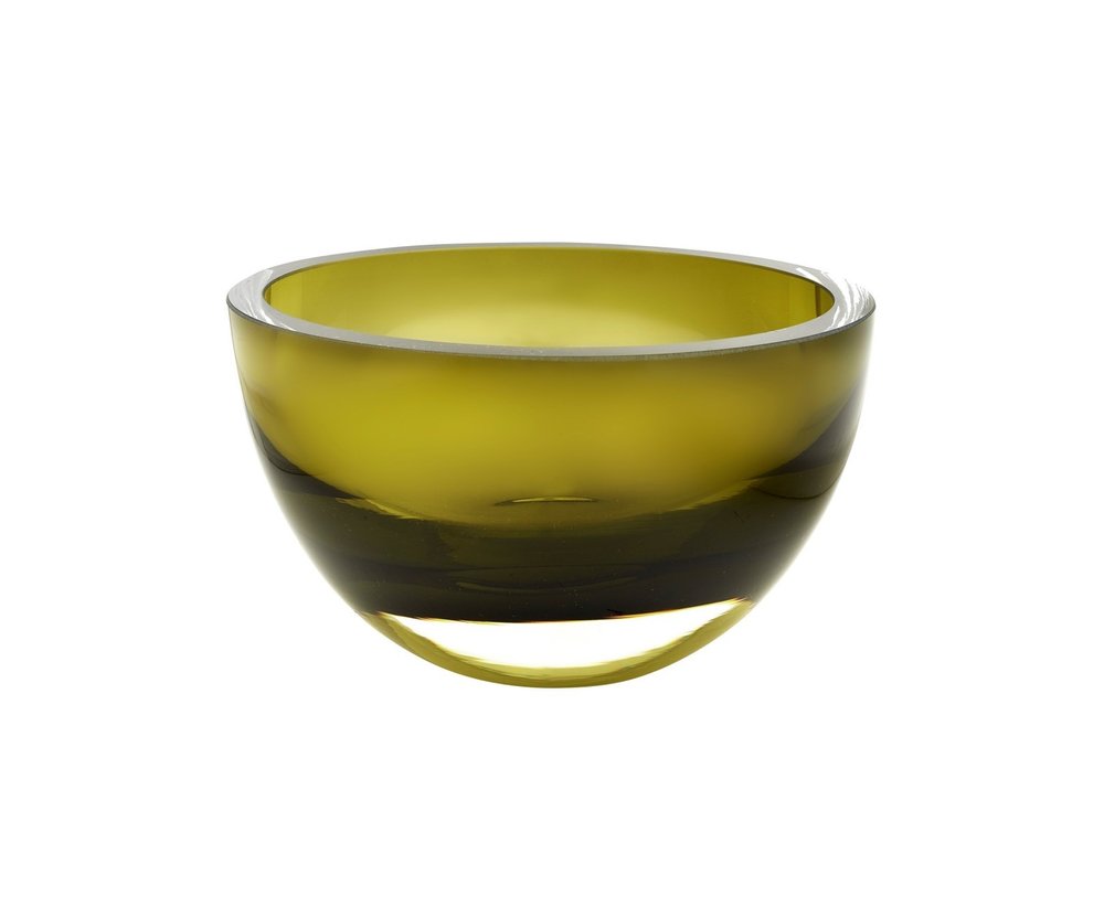 6" Moss Green Mouth Blown Crystal Thick Walled Bowl HomeRoots