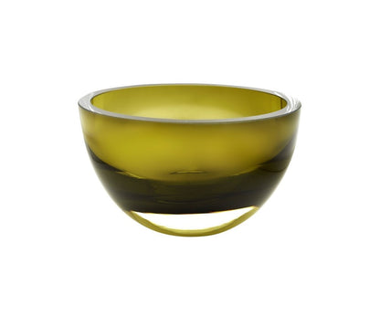 6" Moss Green Mouth Blown Crystal Thick Walled Bowl HomeRoots