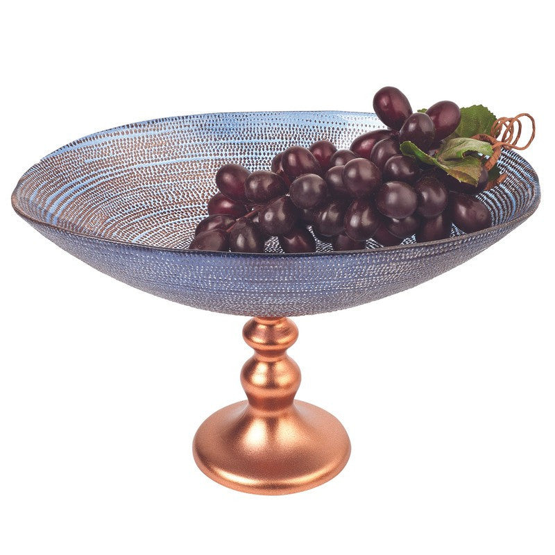 Handcrafted European Glass Centerpiece Low Footed Bowl