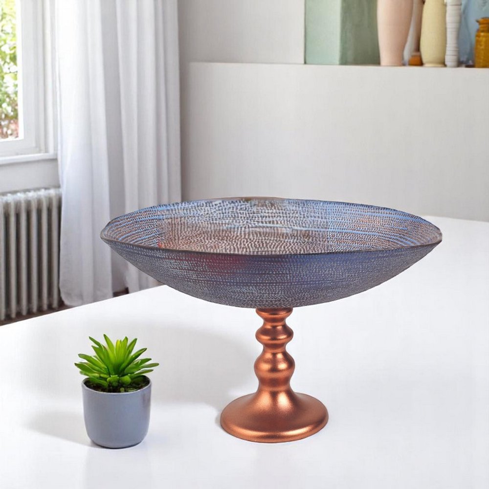 Handcrafted European Glass Centerpiece Footed Bowl HomeRoots