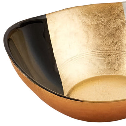 6" Gold Black And White Oval Glass Bowl HomeRoots