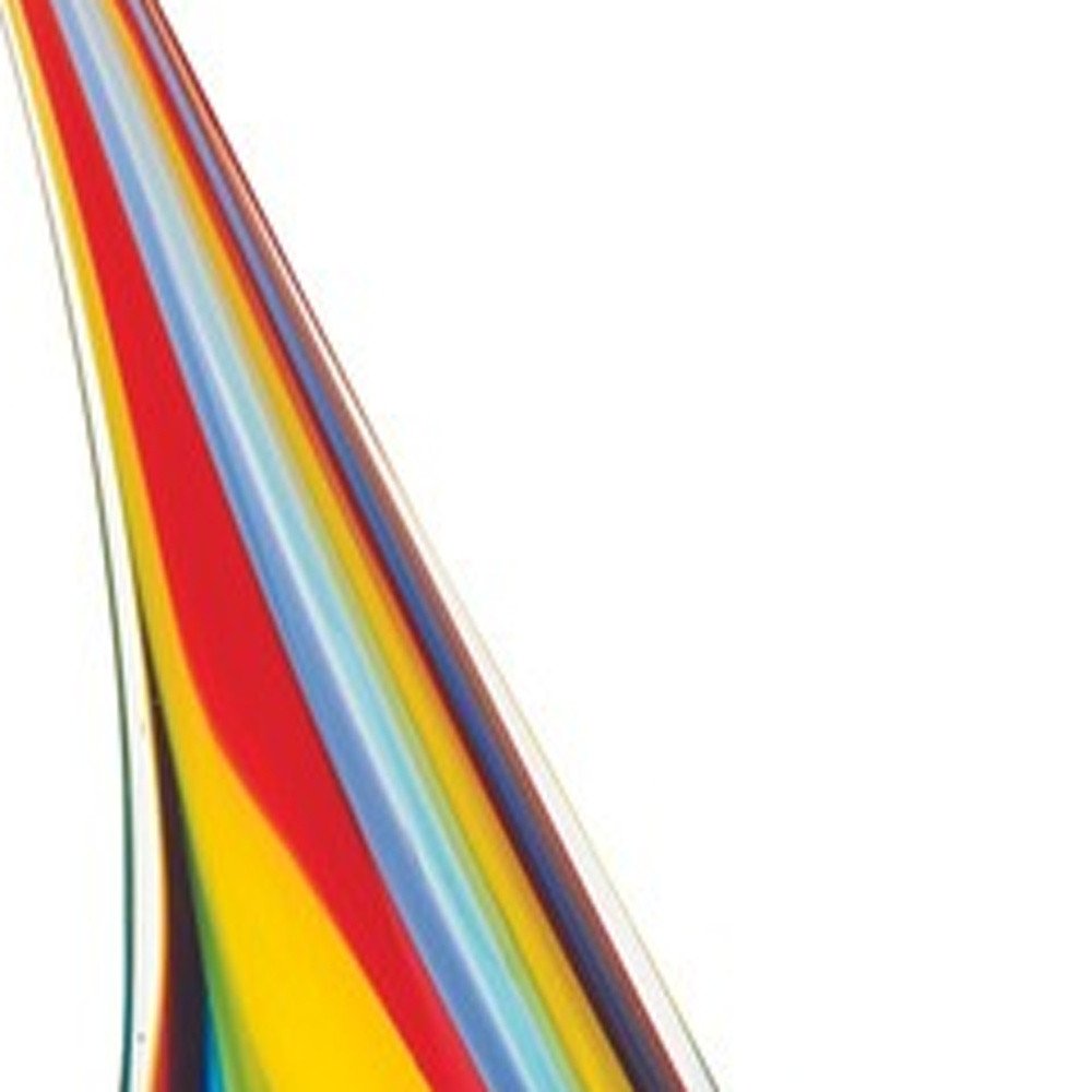 14" Clear Red Blue Yellow Murano Glass Sailboat Tabletop Sculpture HomeRoots