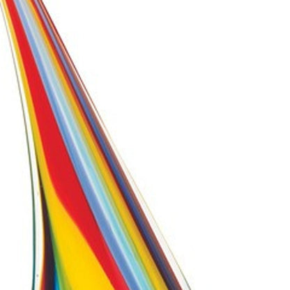 14" Clear Red Blue Yellow Murano Glass Sailboat Tabletop Sculpture HomeRoots
