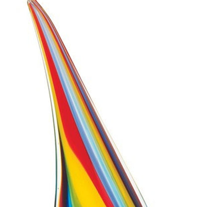 14" Clear Red Blue Yellow Murano Glass Sailboat Tabletop Sculpture HomeRoots