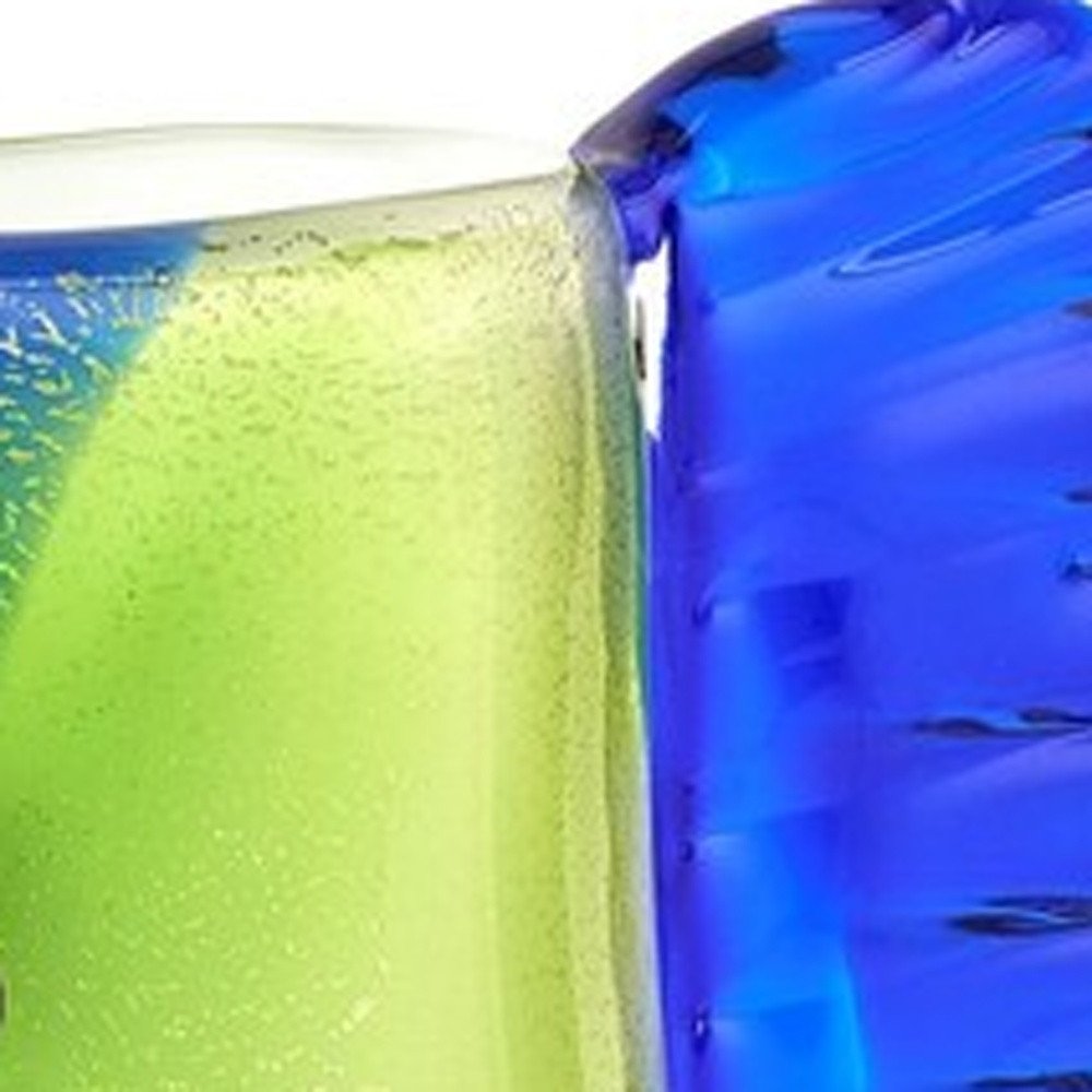 13" Blue and Green Murano Glass Modern Abstract Face Tabletop Sculpture HomeRoots