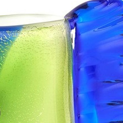 13" Blue and Green Murano Glass Modern Abstract Face Tabletop Sculpture HomeRoots