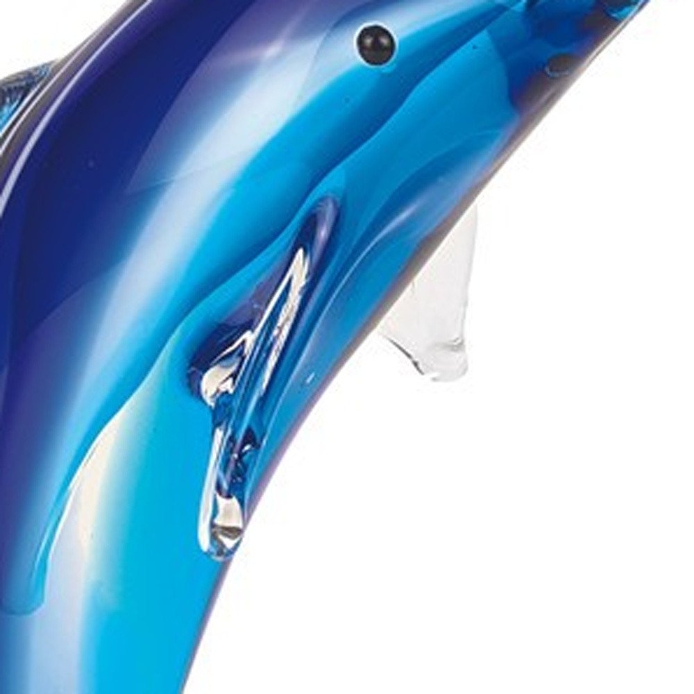 10" Blue Murano Glass Dolphin Figurine Tabletop Sculpture HomeRoots