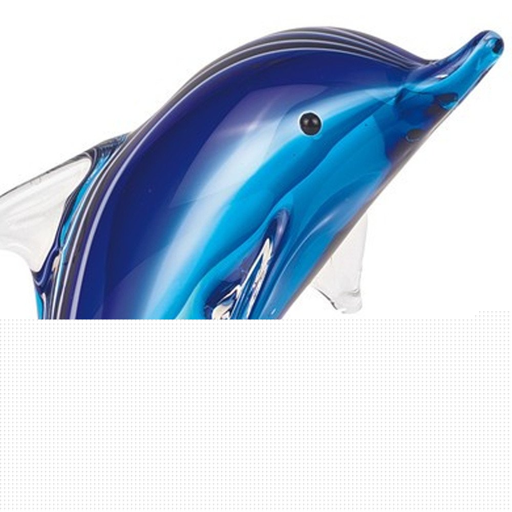 10" Blue Murano Glass Dolphin Figurine Tabletop Sculpture HomeRoots