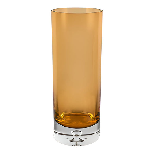 11" Amber And Clear Cylinder Lead Free Crystal Table Vase HomeRoots