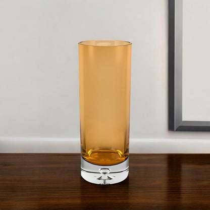 11" Amber And Clear Cylinder Lead Free Crystal Table Vase HomeRoots