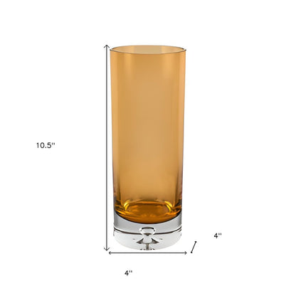 11" Amber And Clear Cylinder Lead Free Crystal Table Vase HomeRoots