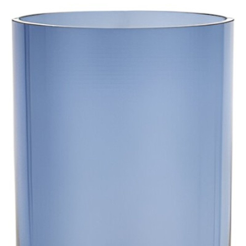 11" Blue And Clear Cylinder Crystal Glass Table Vase HomeRoots