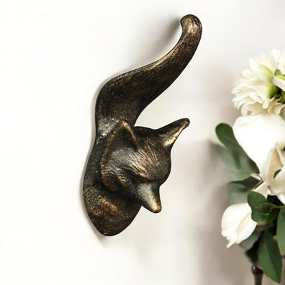 5" Brass Cast Iron Fox Wall Hook