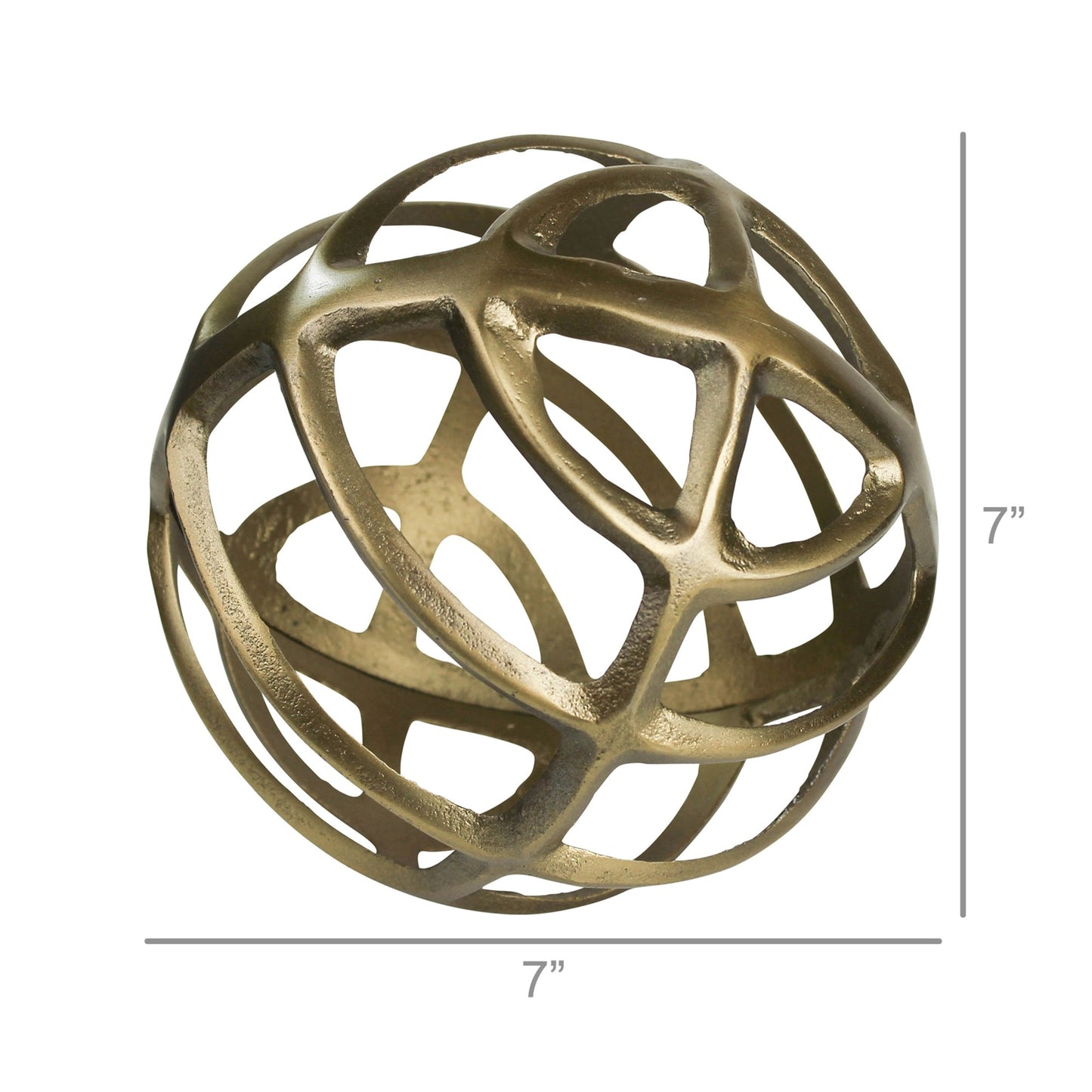 7" Brass Metal Sphere Sculpture