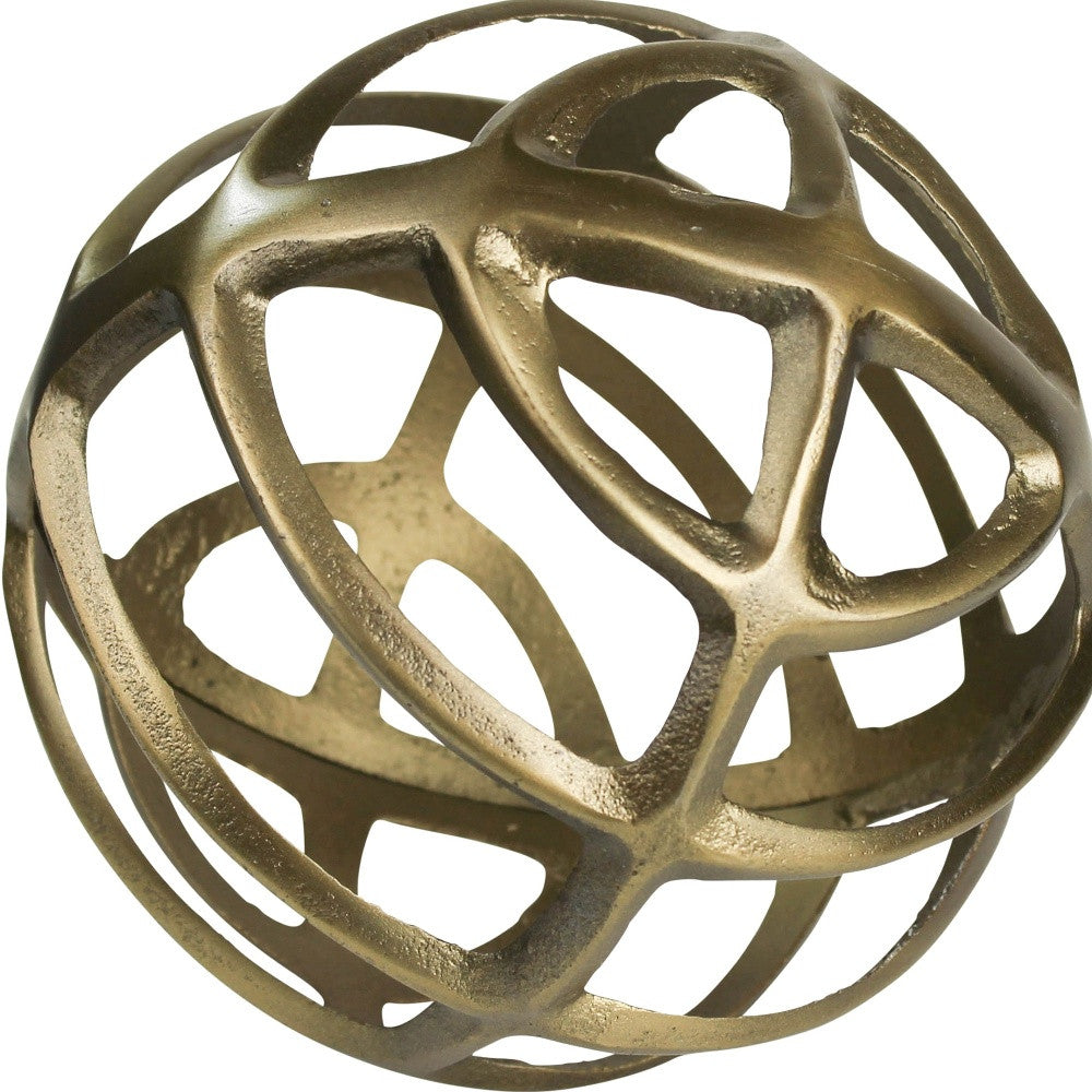 7" Brass Metal Sphere Sculpture