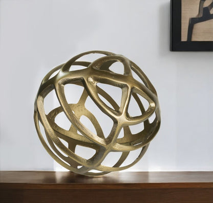 7" Brass Metal Sphere Sculpture