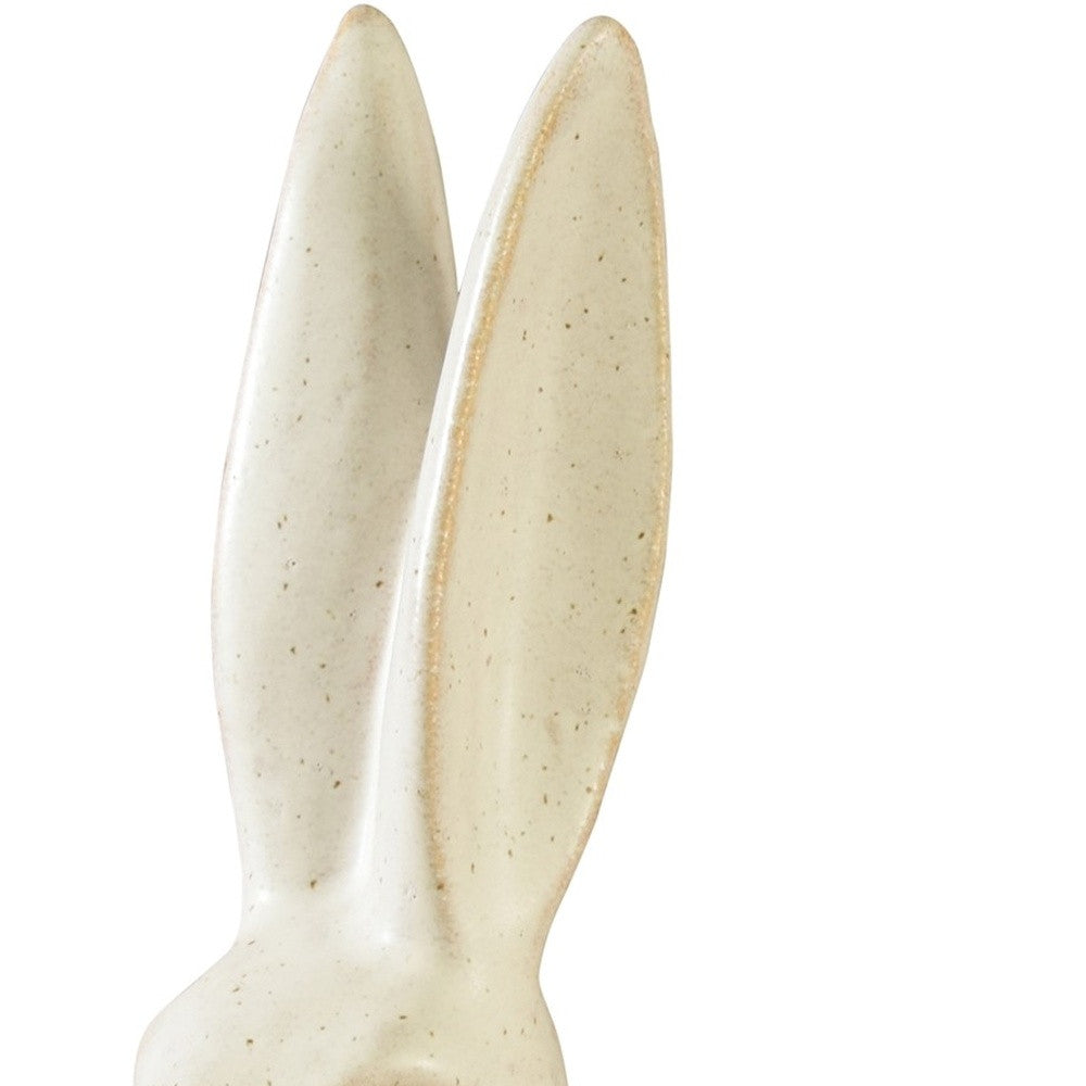 11" White Ceramic Rabbit Tabletop Sculpture