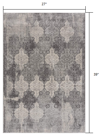 2’ X 10’ Gray Distressed Trellis Pattern Runner Rug