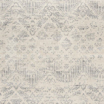 2’ X 3’ Ivory Distressed Ikat Pattern Scatter Rug