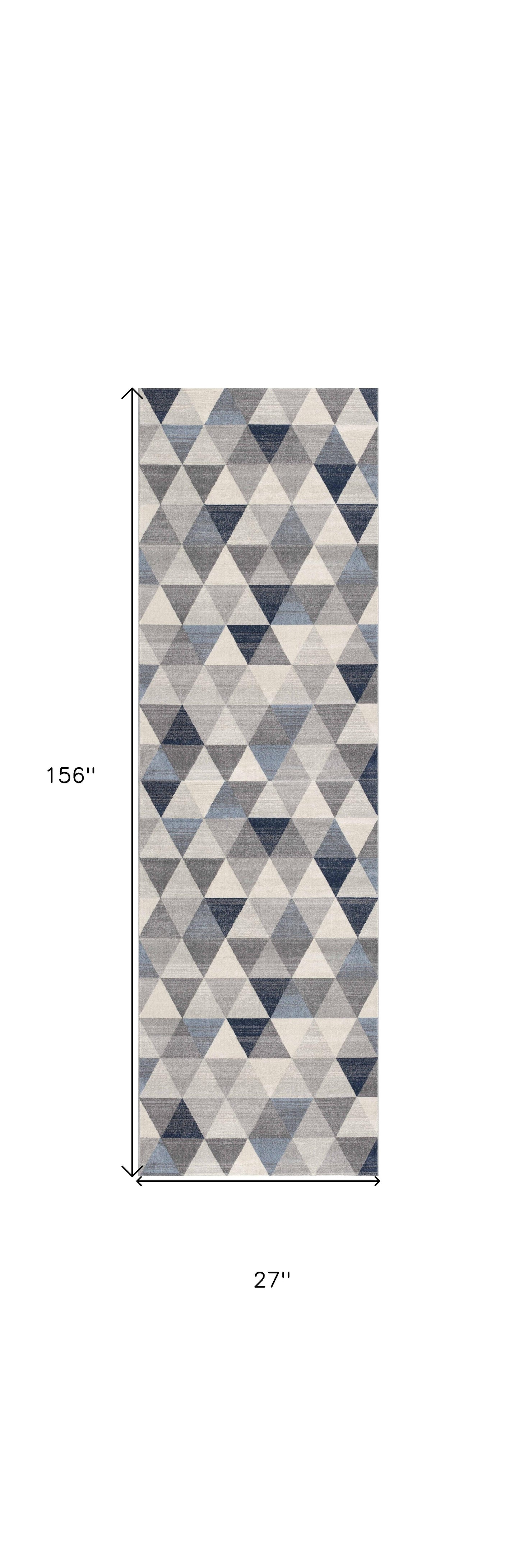 2' X 13' Navy Blue Geometric Diamond Runner Rug - 39.37" (L) x 60.24" (W) x 0.23" (H)