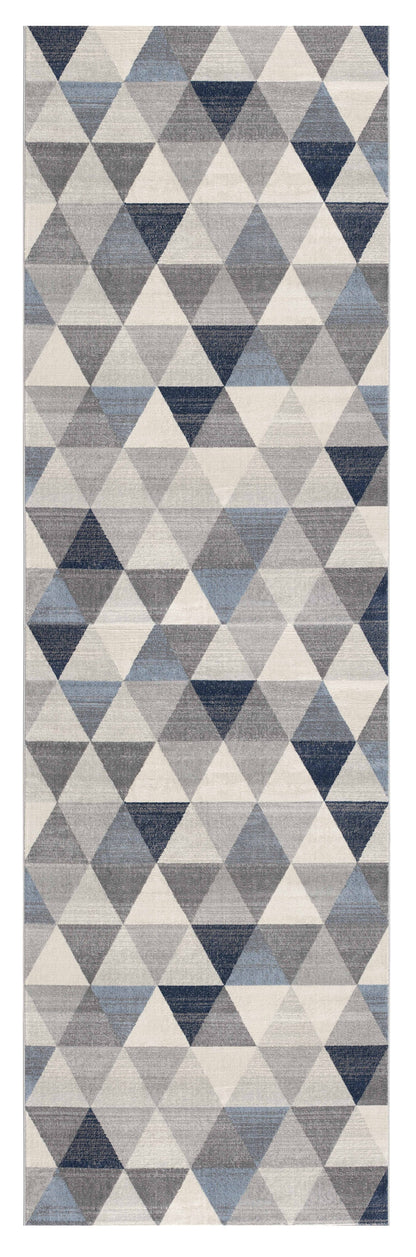 2' X 20' Navy Blue Geometric Diamond Runner Rug - 35.5" (L) x 60.0" (W) x 1.0" (H)