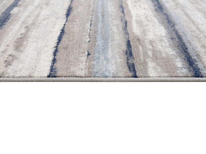 2’ X 3’ Blue And Beige Distressed Stripes Scatter Rug