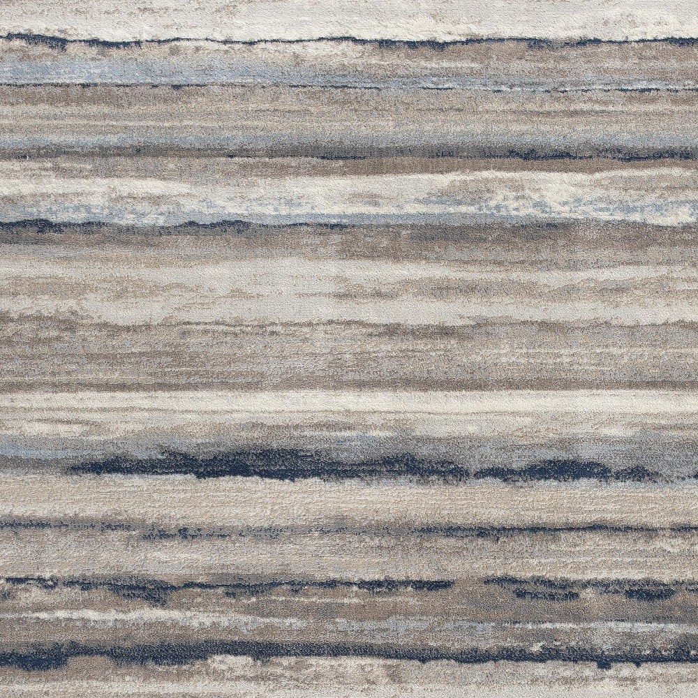 2’ X 3’ Blue And Beige Distressed Stripes Scatter Rug