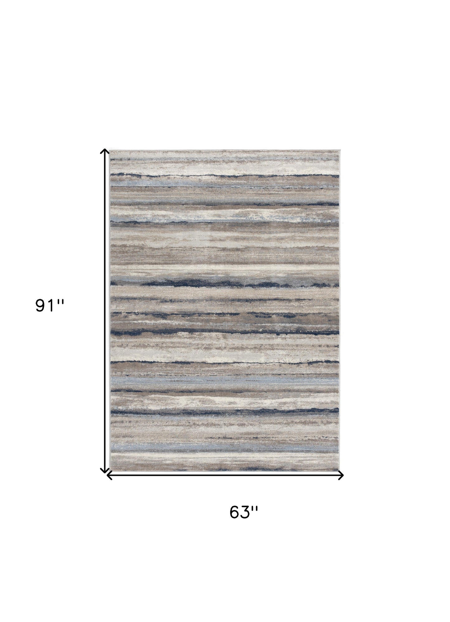 2’ X 3’ Blue And Beige Distressed Stripes Scatter Rug