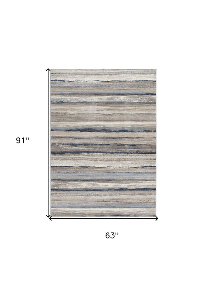 2’ X 3’ Blue And Beige Distressed Stripes Scatter Rug