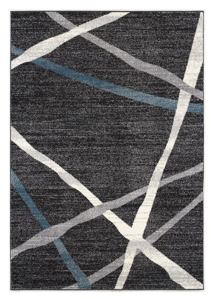 4' X 6' Distressed Black And Gray Abstract Area Rug - 45.0" (H) x 66.0" (W) x 0.8" (D)