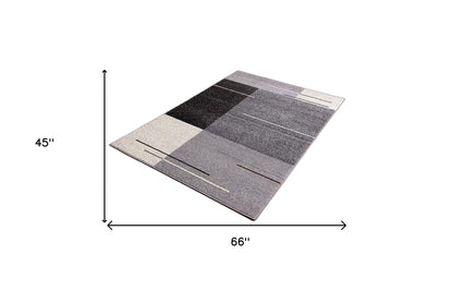 4’ X 6’ Gray Modern Geometric Area Rug