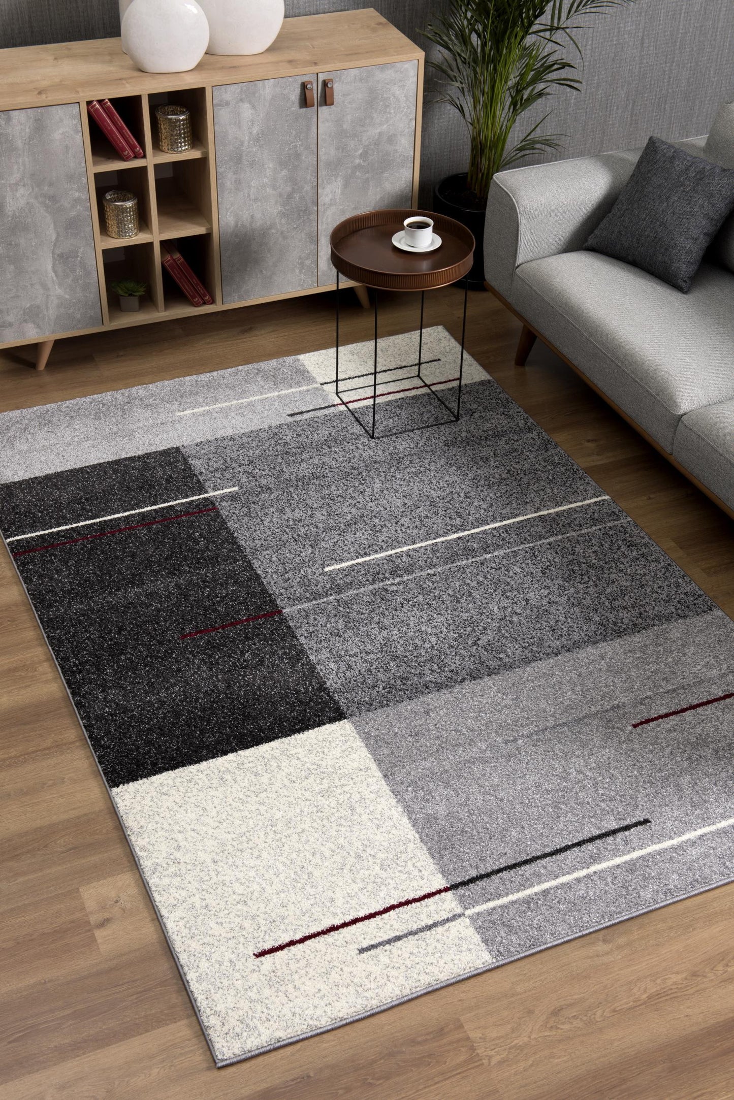 4’ X 6’ Gray Modern Geometric Area Rug