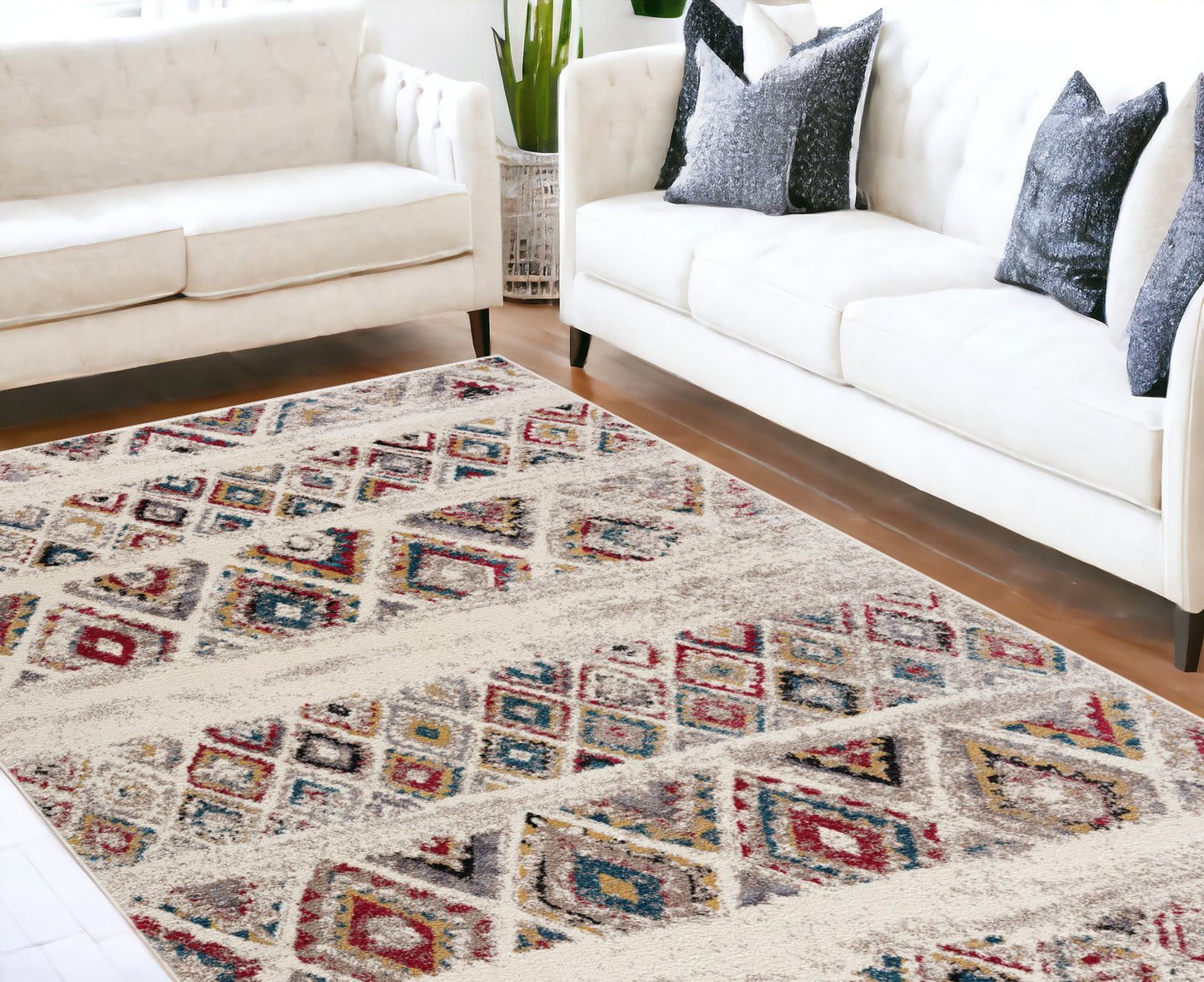 4' X 6' Cream Southwestern Area Rug