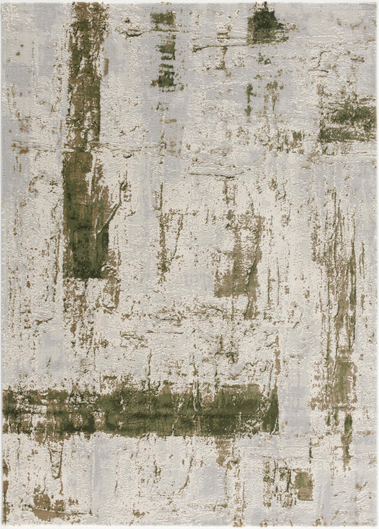 4' X 6' Green Abstract Dhurrie Area Rug