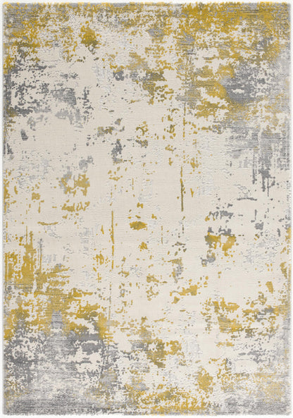 4' X 6' Gold Abstract Dhurrie Area Rug - 45.0" (H) x 66.0" (W) x 0.8" (D)