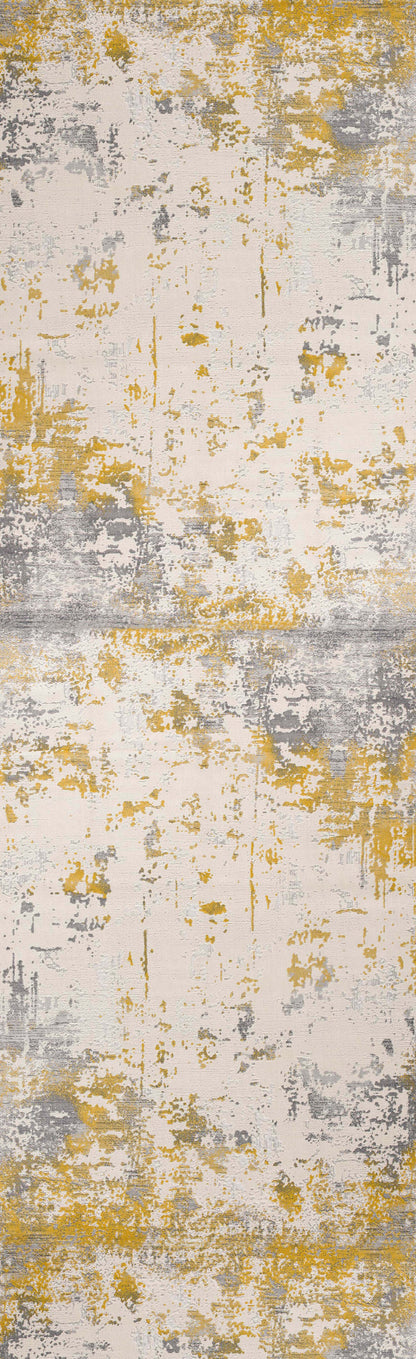 15' Gold Abstract Dhurrie Runner Rug - 30.0" (L) x 120.0" (W) x 0.43" (H)