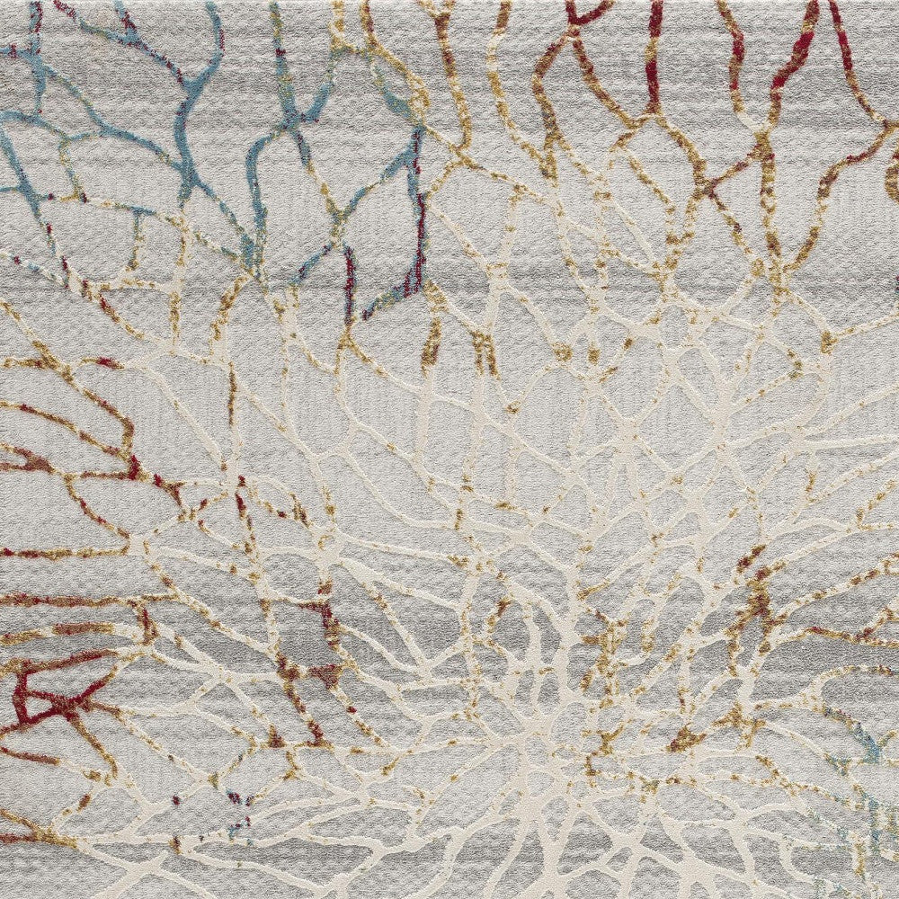 3' X 5' Gold And Ivory Abstract Branches Area Rug