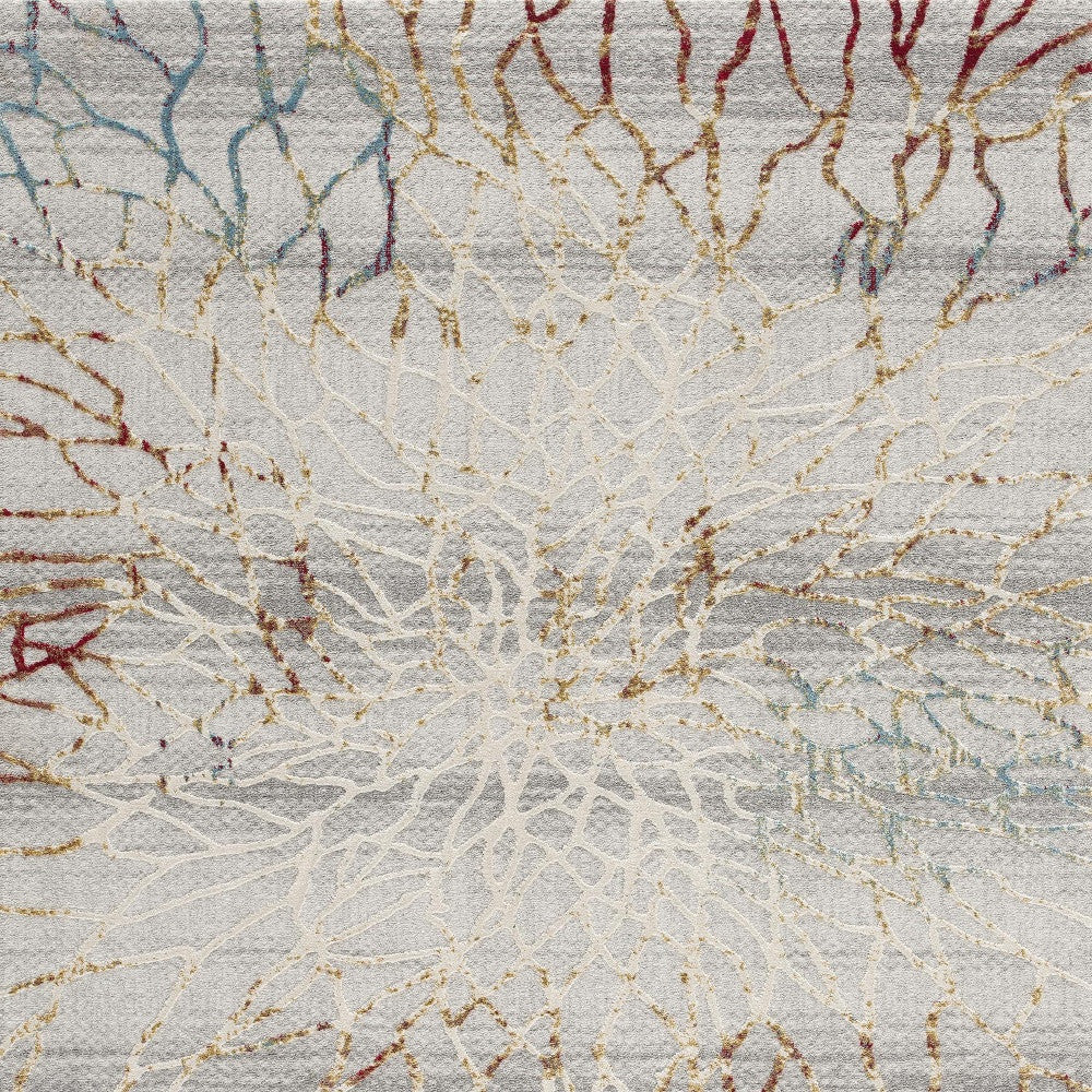 3' X 5' Gold And Ivory Abstract Branches Area Rug