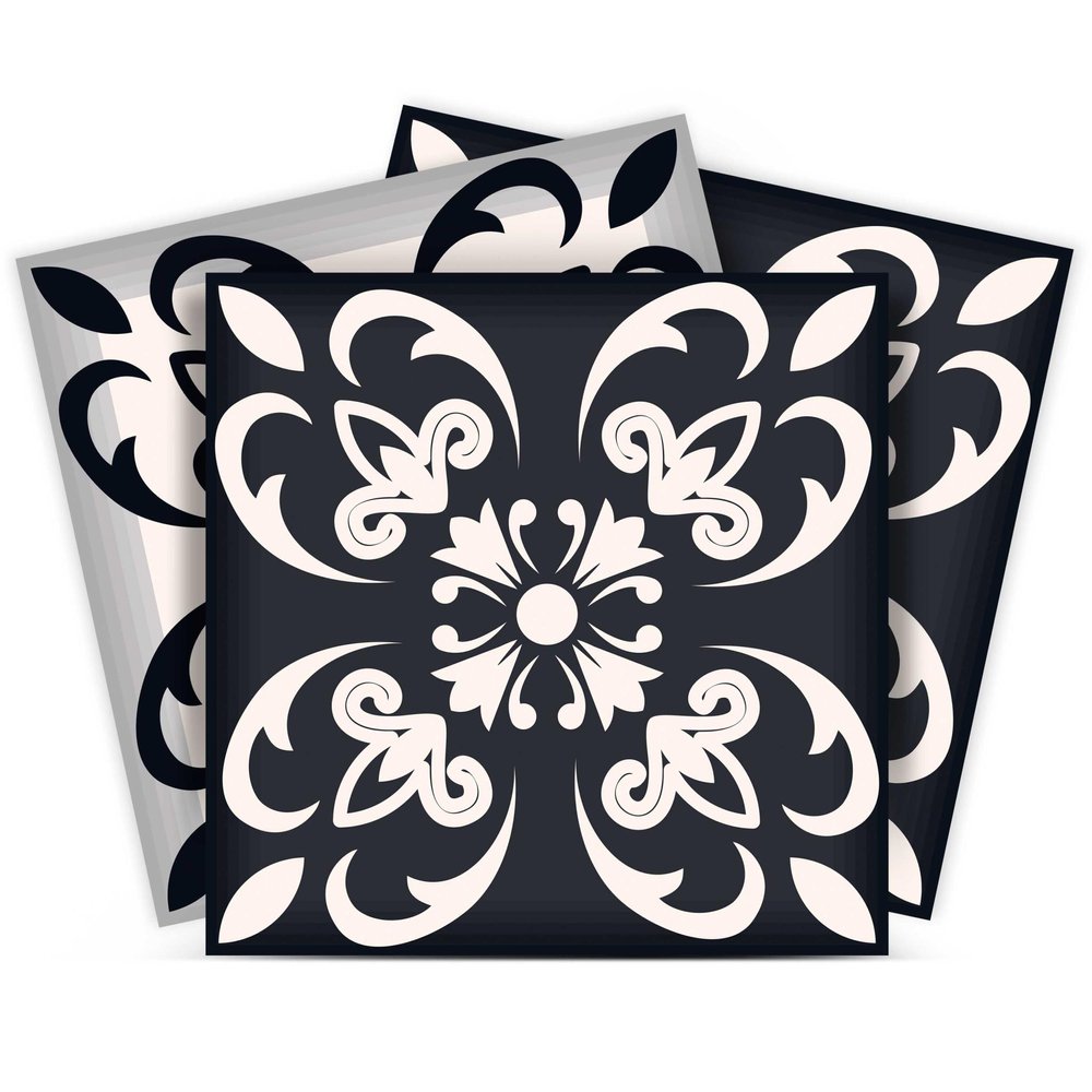 7" x 7" Black And White Peel And Stick Removable Tiles HomeRoots