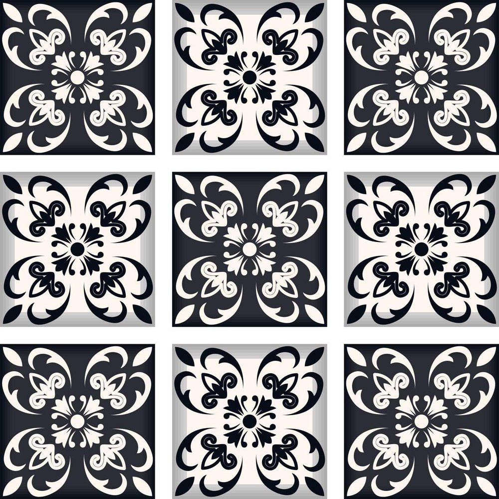 7" x 7" Black And White Peel And Stick Removable Tiles HomeRoots