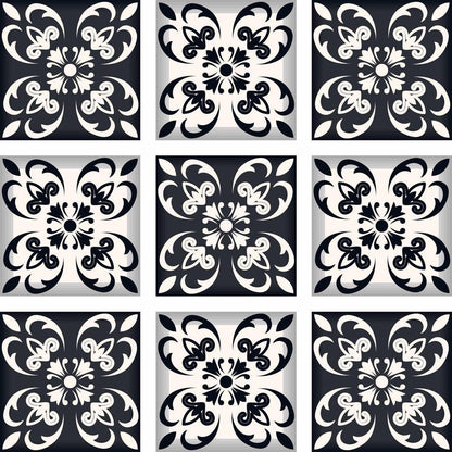 7" x 7" Black And White Peel And Stick Removable Tiles HomeRoots
