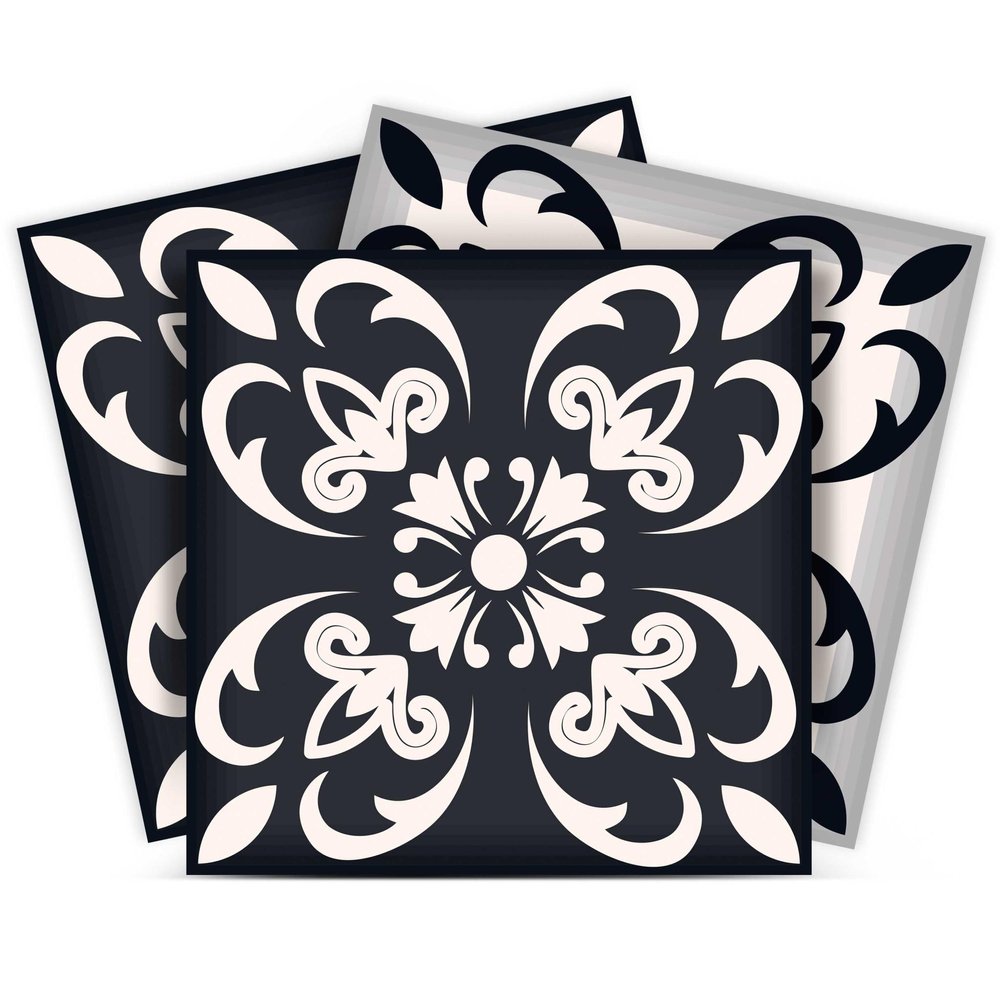 7" x 7" Black And White Peel And Stick Removable Tiles HomeRoots