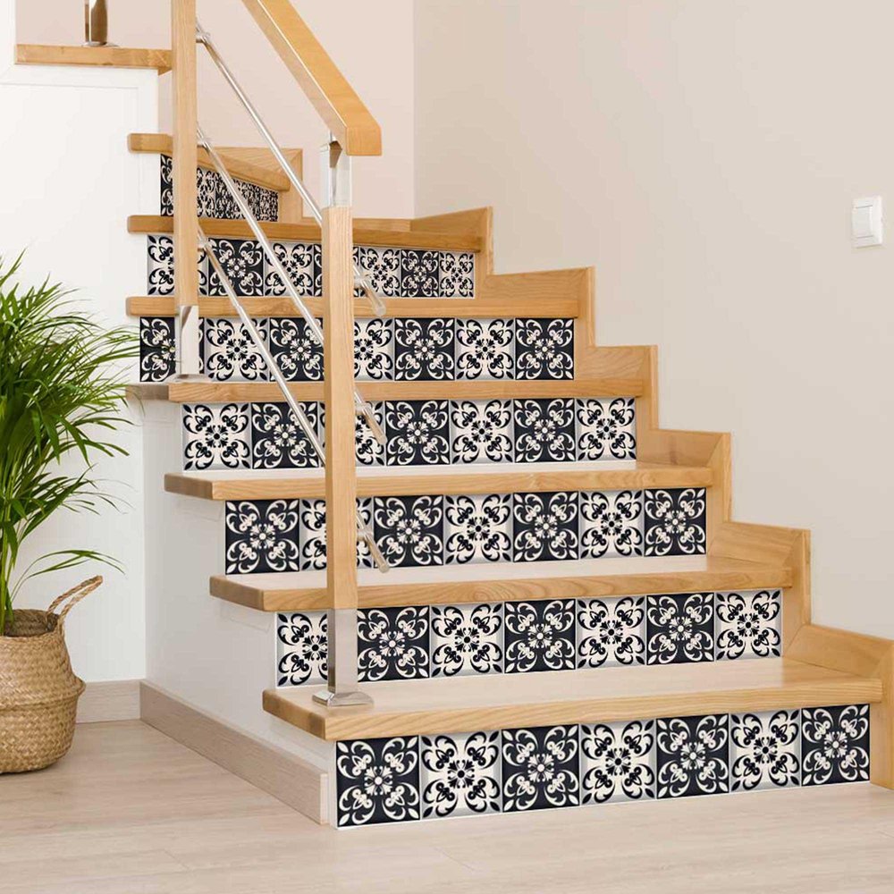 7" x 7" Black And White Peel And Stick Removable Tiles HomeRoots