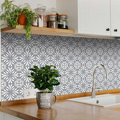 8" x 8" Gray And White Vinyl Peel And Stick Removable Tiles HomeRoots