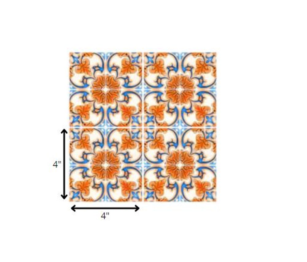7" x 7" Blue And Orange Peel And Stick Removable Tiles HomeRoots