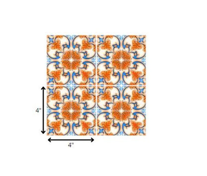 7" x 7" Blue And Orange Peel And Stick Removable Tiles HomeRoots