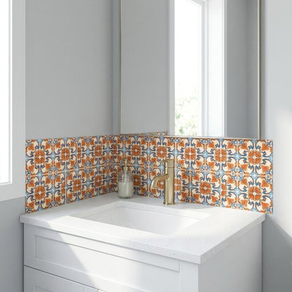 7" x 7" Blue And Orange Peel And Stick Removable Tiles HomeRoots
