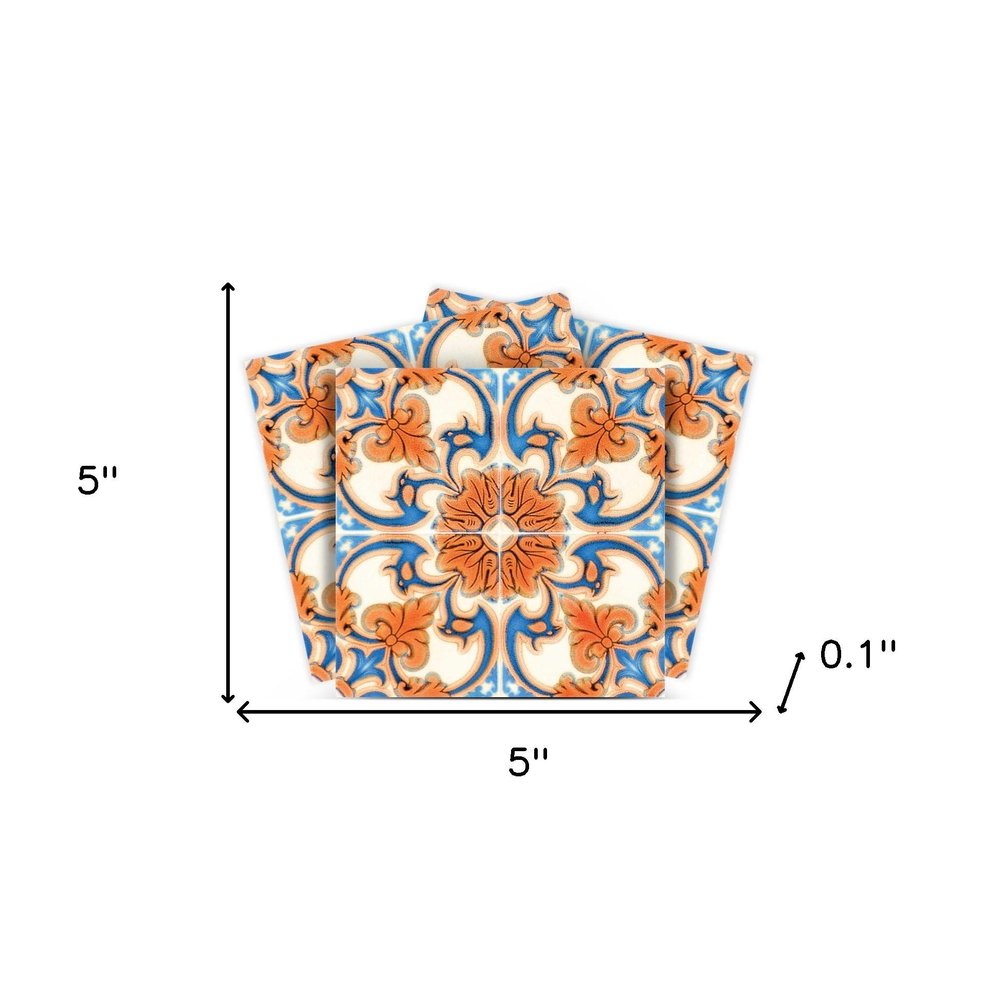 7" x 7" Blue And Orange Peel And Stick Removable Tiles HomeRoots